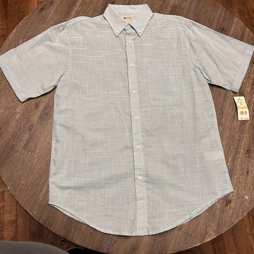 NWT Haggar Mens Dress Shirt short sleeve Size Small Button Down